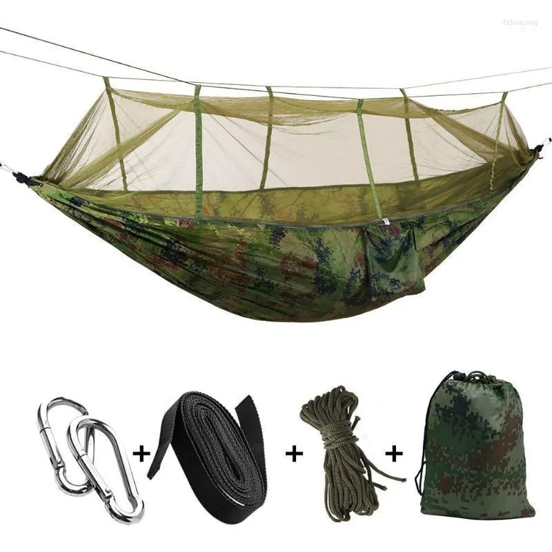 Outdoor-Pads Tragbares, hochfestes Fallschirmgewebe, Camping-Hängematte, Hängebett mit Moskitonetz zum Schlafen
