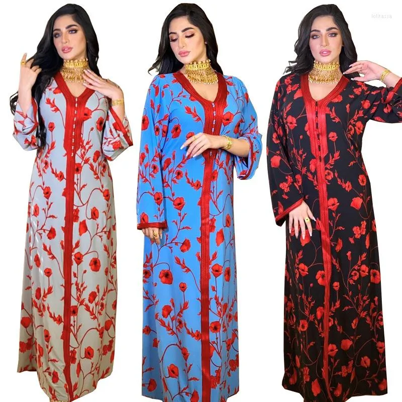 Casual Dresses Abaya Dubai Türkei Muslim Kapuzenkleid Frauen Marokkanischer Kaftan Elegante Dame Islamische Kleidung Eid Mubarak Djellaba Femme V-Ausschnitt