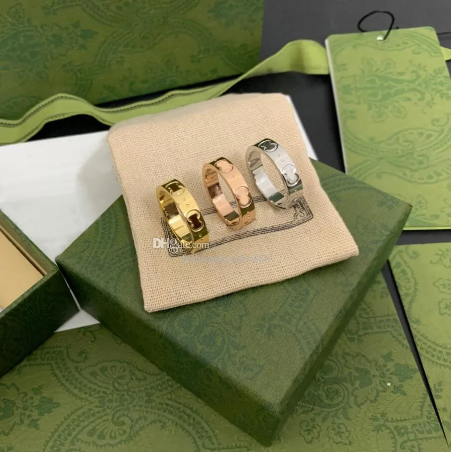 Mode guldband ringar män Luxurys designer Titanium Steel Ring smycken Bague Silver Wedding Love Rings for Women Storlek 5 6 7 8 9 302x
