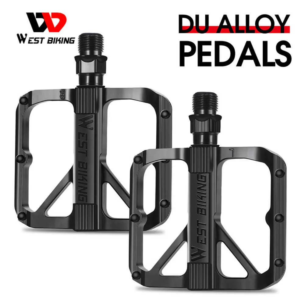 Pédales de vélo WEST BIKING Pédale de vélo ultra-légère anti-dérapante Pédale à dégagement rapide Pédale plate VTT 3 roulements Pédale pour accessoires de vélo de route de montagne 0208