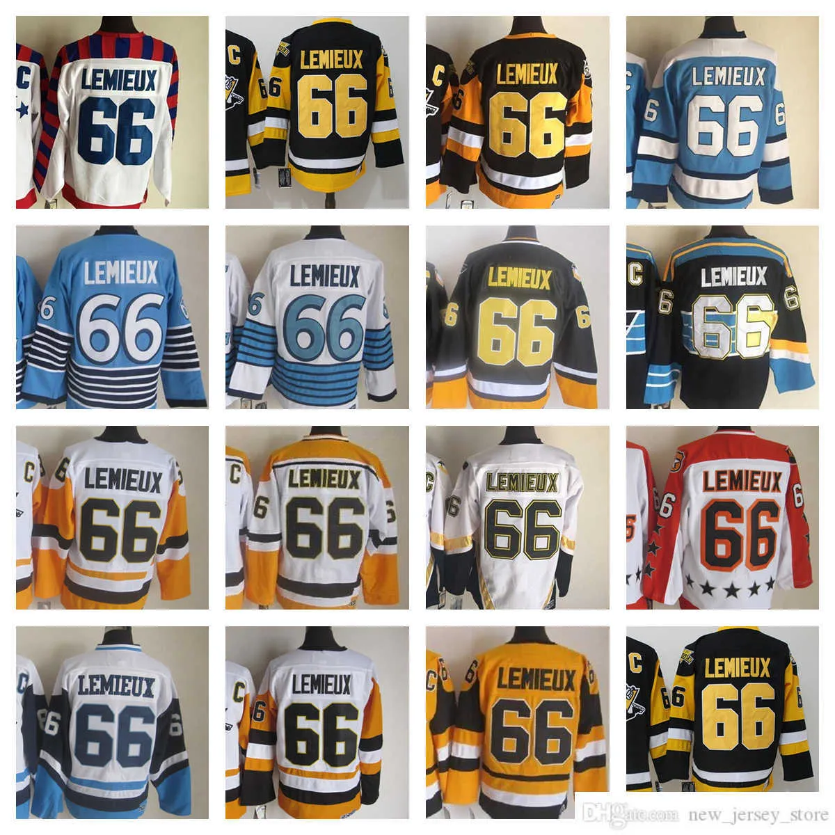 1967-1999 film retro CCM Hockey Jersey Haftery Mario 66 Lemieux Vintage Jerseys