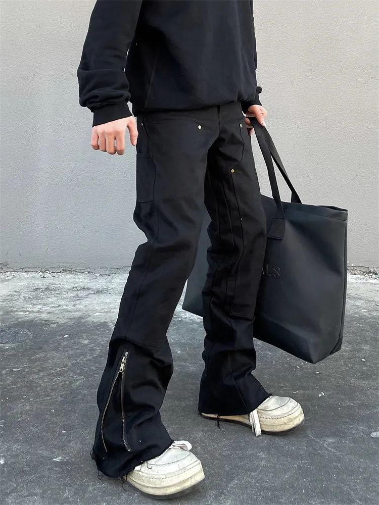 Men s Jeans Men Slim Korean Fashion Zipper Casual Pants Black Trendyol Cargo Trousers Punk Streetwear Man Harajuku Denim Y2k Hip Hop 230207