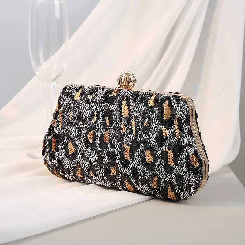 Totes Bag Top Women Women S 2023 New Hand bordado com lantejoulas de lenço de leopardo Bolsa de banquete Bolsas Bolsas 230208