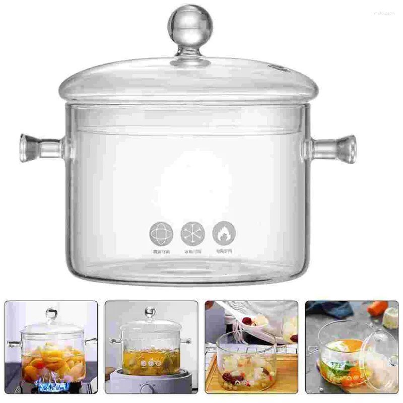 Bowls Pot Cooking Pots Clear Saucepan Stew Soup Stovetop Kitchen Noodle Resistant Cover Cookware Noodles Stove Instant Home