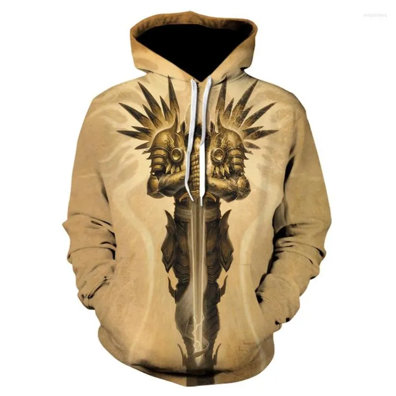 Felpe con cappuccio da uomo Warrior 3D Felpa con cappuccio da uomo Stampa Felpa Streatwear Tuta Divertente Pullover Anime Cappotto Drop Ship Devin Du