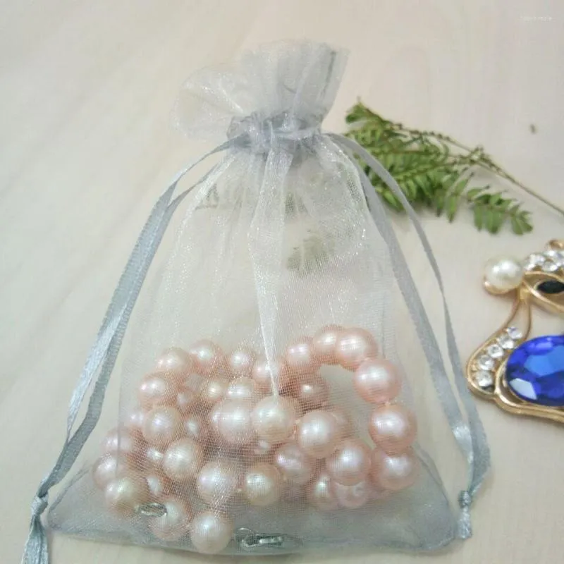 Sacchetti per gioielli Borsa in organza grigia disegnabile all'ingrosso Borsa con coulisse Matrimonio Compleanno Festa di Natale Confezione regalo Borse per esposizione 2023