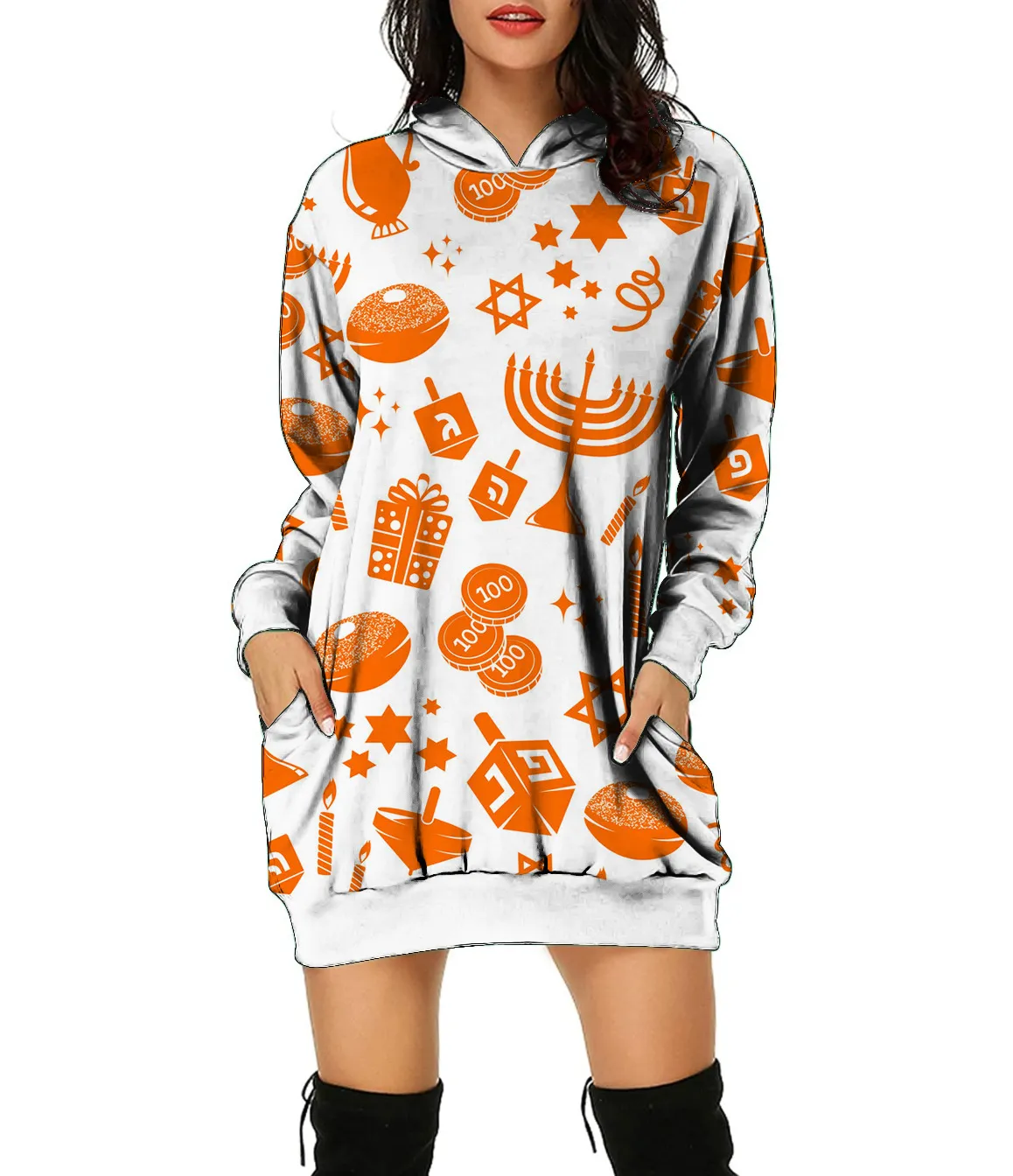 knee length dresses for ladies Hoodie Dress *Short*  By Tess Collection
