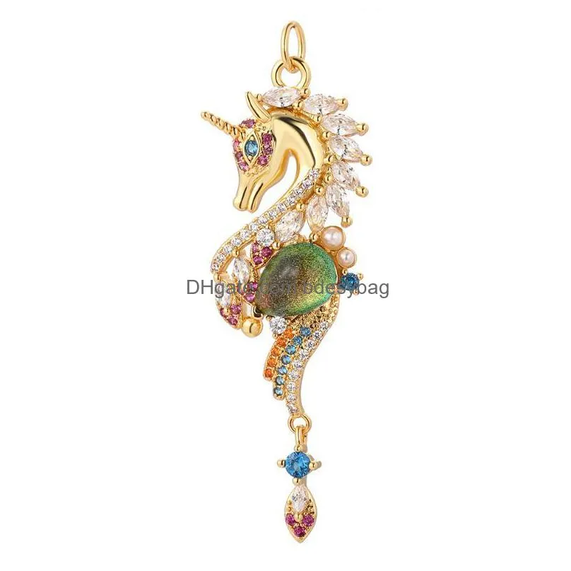 Charms Cute Hippocampus For Jewelry Making Supplies Crystal Pearl Luxury Dangle Charm Diy Necklace Pendant Bracelet Accessorie Dhh7U