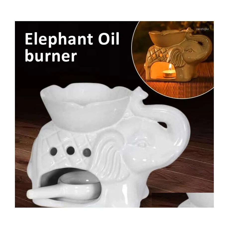 Bougeoirs Éléphant Brûleur À Huile Cire Chauffe-Cire Fondre Parfum Céramique Photophore Livraison Directe Maison Jardin Dhcla