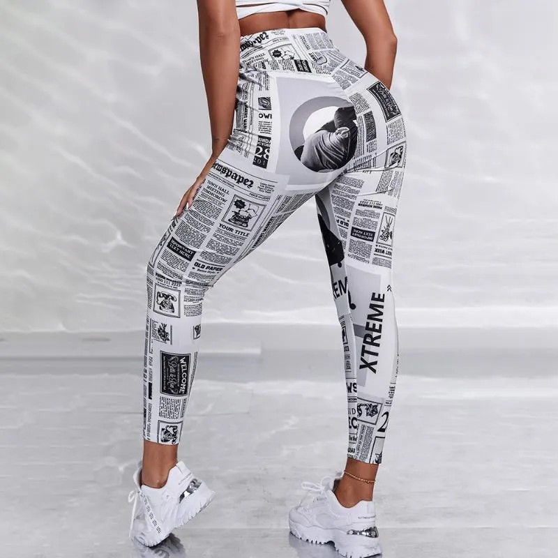 Kvinnors leggings kvinnor casual sport bär mager fitness yoga byxor hög midja spaper tryck smal fit mode kvinnliga klädkvinnor