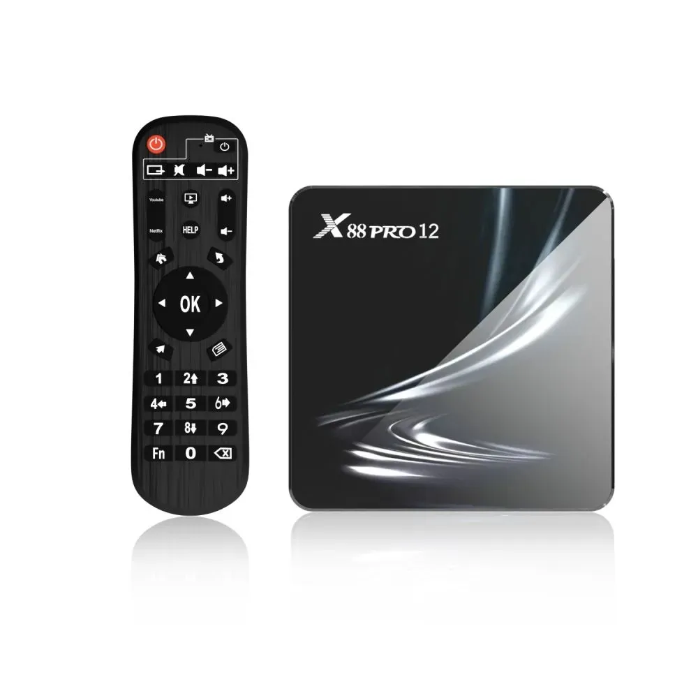 X88 Pro 12 Android TV Box RockChip RK3318 Quad Core Android 12 4G 32G 2,4G/5G Dual Wi -Fi 6 4K Set Topbox