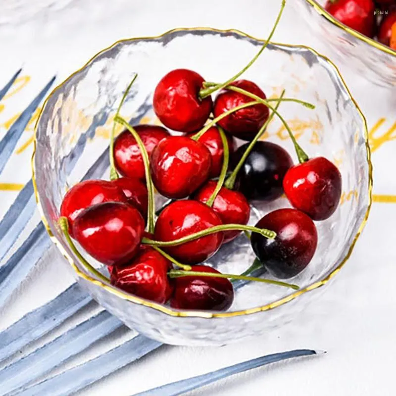 Kommen 1 van de hoogwaardige glazen kom transparant dessert met gouden inleg gehamerd groente fruitsaladeplaat