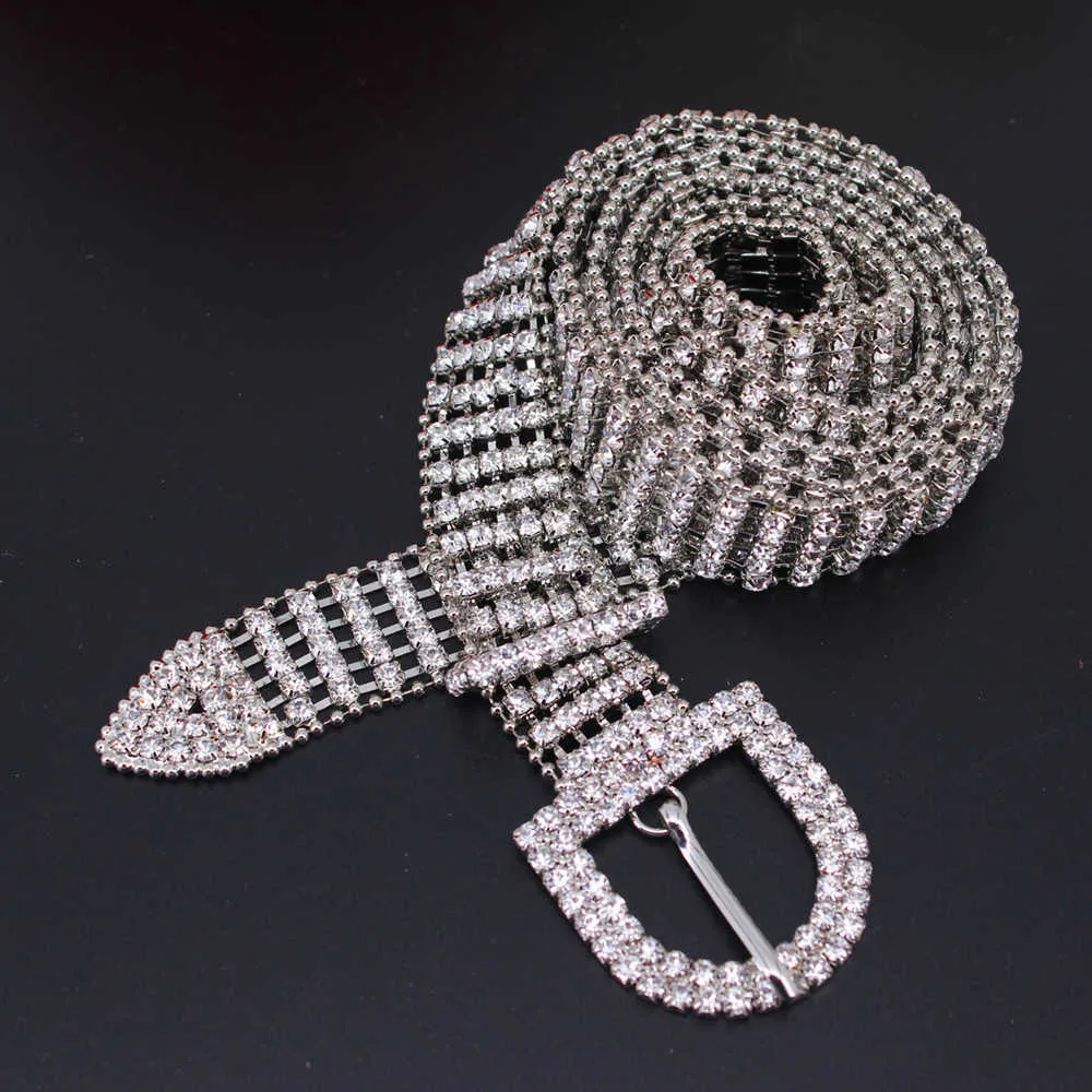 Bälten Kvinnor Diamond midjebälte med glänsande strasskristall Silverguld Sexig tillbehör G230207