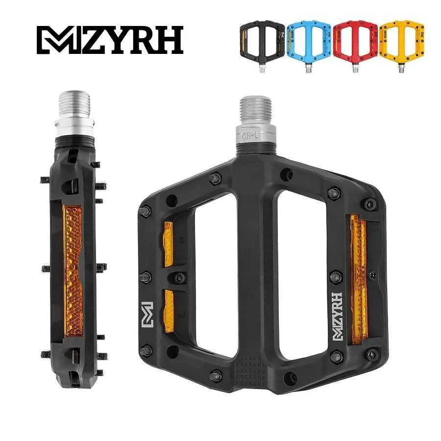 Pédales de vélo MZYRH Nylon réfléchissant 3 roulements Pédales de vélo Ultra-léger Anti-Slip Road VTT Pédale de vélo Pièces de vélo étanches 0208