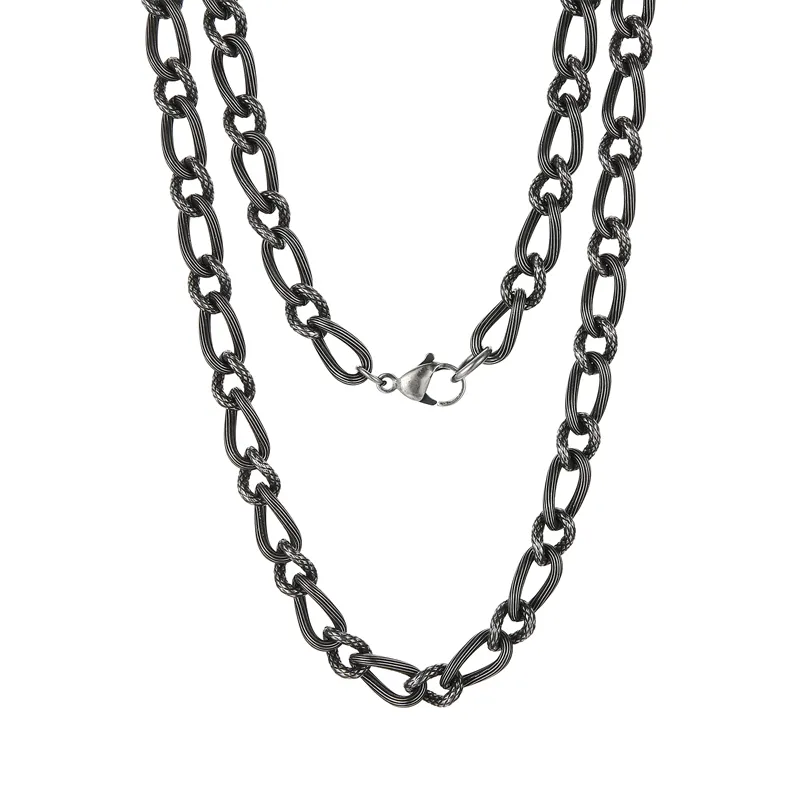 Collier de chaîne à maillons ovales torsadés en acier inoxydable bijoux de charme pour hommes 7mm 26 ''grand 51g lourd