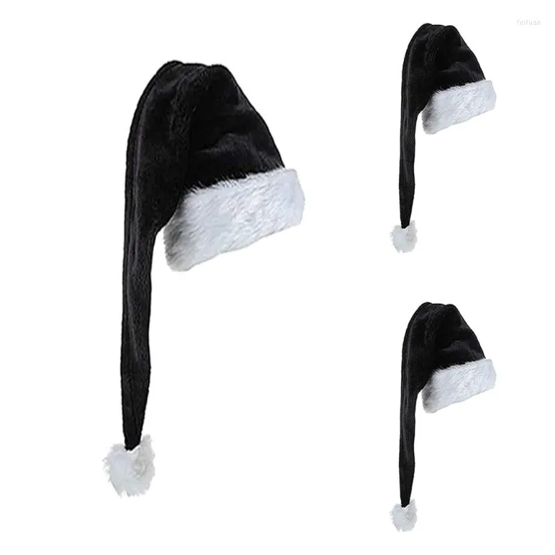 Berets 449B volwassen fluweel Santa Hat comfortabel traditionele zwart -witte pluche kerstcadeaus voor het jaar cadeautjes
