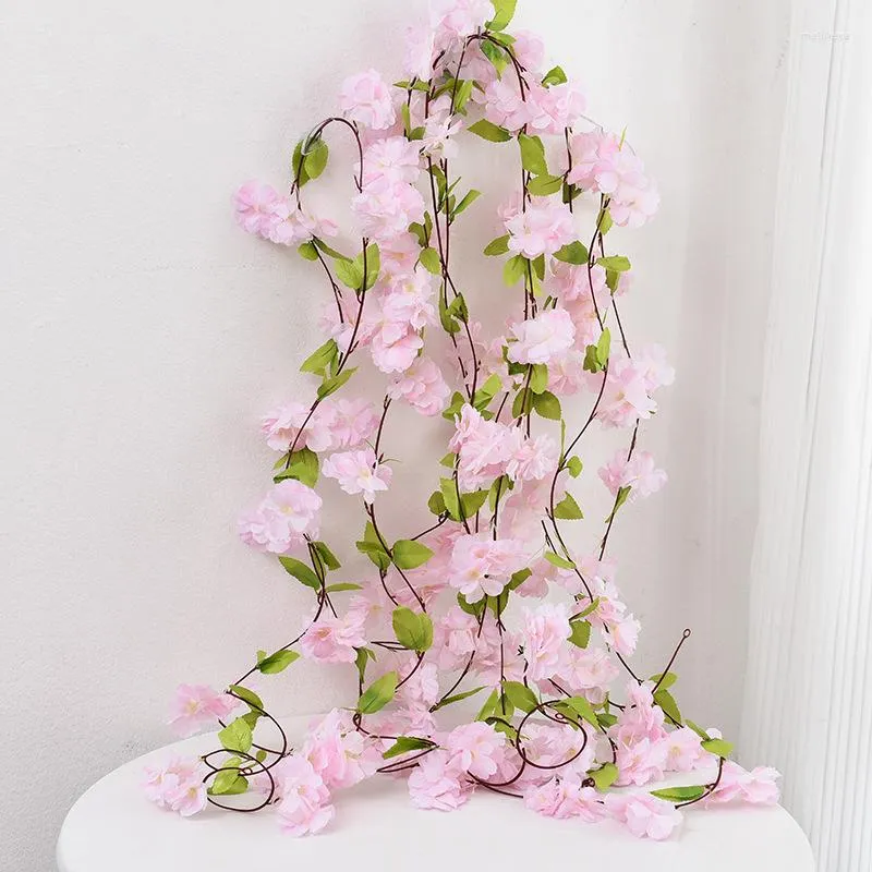 Decorative Flowers Door Head Landscape Winding Fake Flower Vine Emulational Wall Hanging Ceiling Decoration Cherry Blossom Rattan