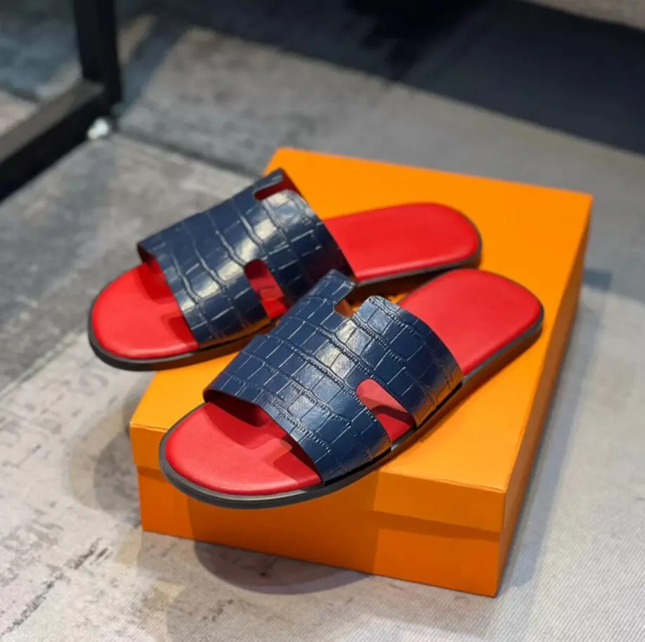 Men slipper summer sandal slide Izmir sandals beach slides slippers slip on rubber sole Goatskin nappa leather 38-45 box