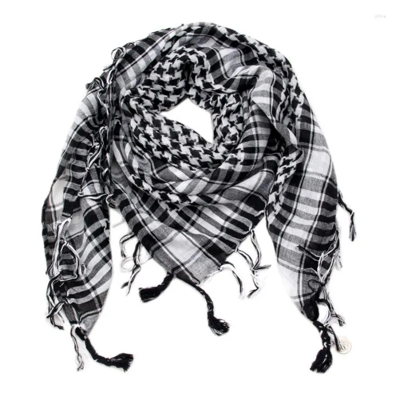 Foulards arabe Keffieh hommes hiver militaire tactique coupe-vent écharpe noir et blanc coton musulman Hijab Shemagh carré