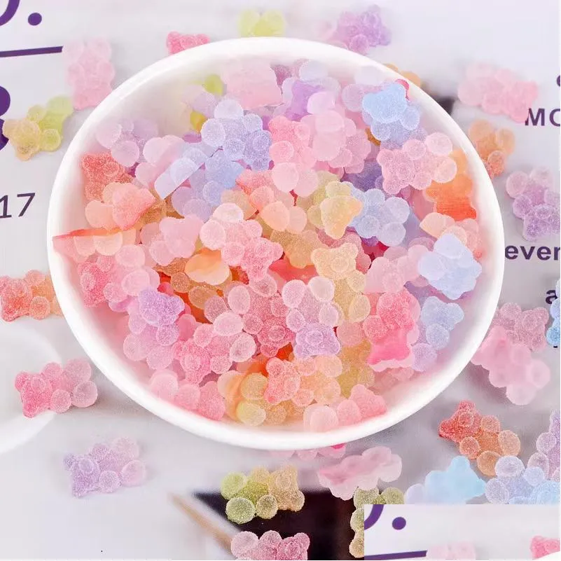 Autres 30 Pcs Gummy Bear Perles Composants Cabochon Simation Sugar Jelly Bears Cub Charms Flatback Glitter Résine Artisanat Pour Diy Jewelr Dhw8N