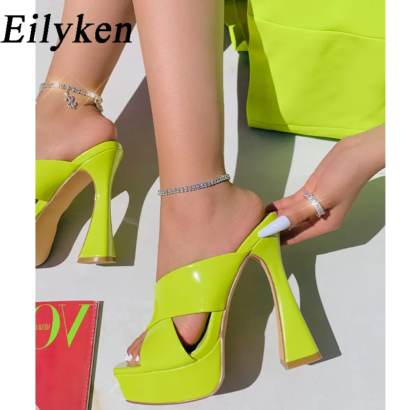 Slippers Eilyken Plus Size 35 42 Summer Platform Women High Heels Ladies Fashion Elegant Female Sandals Slides Shoes 230207