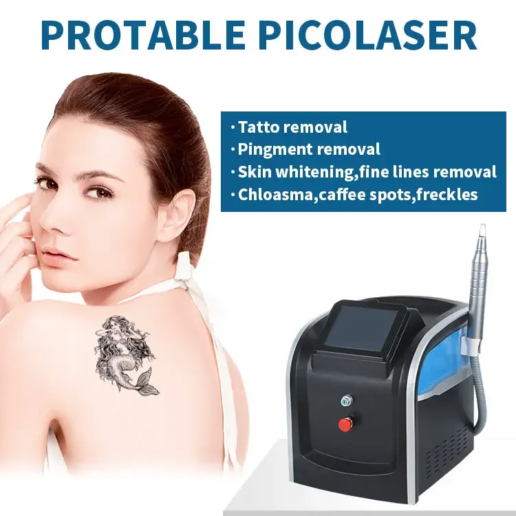 Pico Laser Maszyna q Switched ND YAG Tattoo Dispelal Device 755 nm TECCIMB końcówka Hollywood Peeling Posztanka Popry do odmładzania skóry Pigment Usuń sprzęt