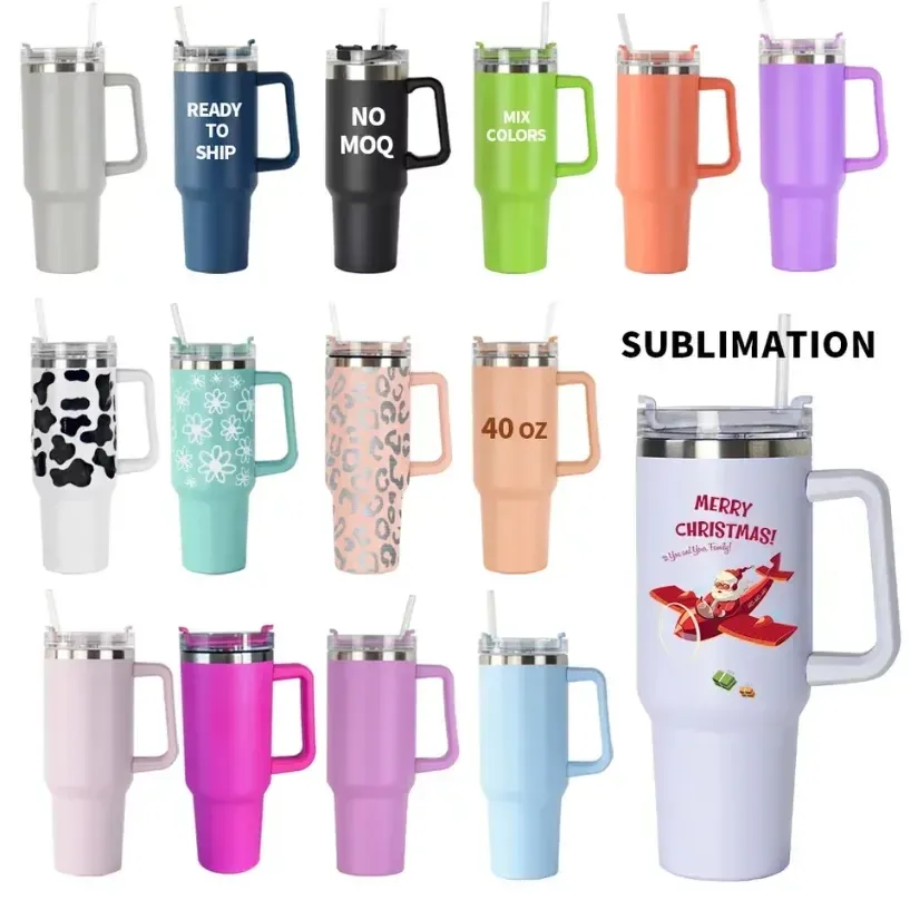 40oz Mok Tumbler Met Handvat Geïsoleerde Tumbler Met Deksels Stro RVS Koffie Tumbler Termos Cup Outdoor Reizen Student Waterflessen