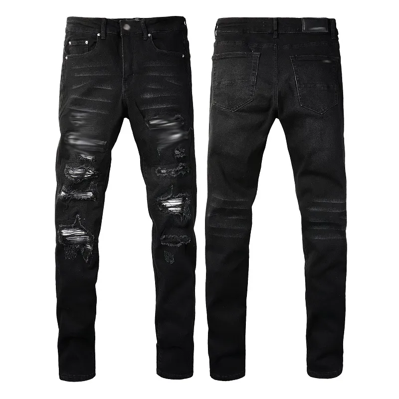2024Mens Jeans Classic Hip Hop calça estilista Jeans angustiados Ripped Ripped Biker Jean Slim Fit Motorcycle Jeans Jeans