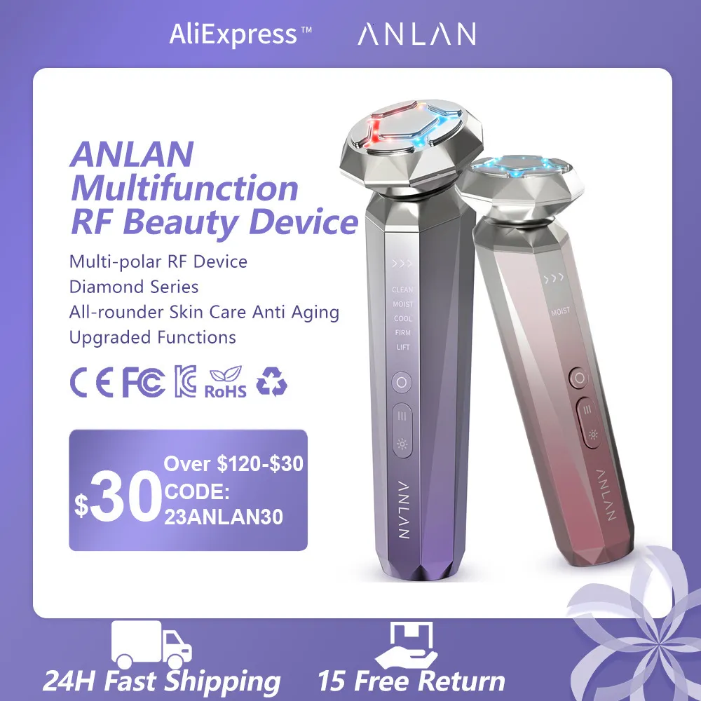 Masseur de visage ANLAN multifonction RF appareil de beauté EMS masseurs thérapie par la lumière LED compresse froide soins de la peau multipolaires 230207