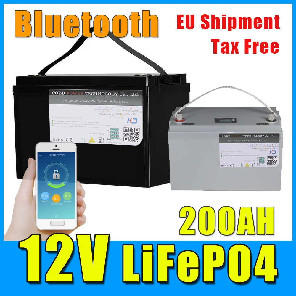 12V 12,8 V 200AH Akumulator LifePo4 z Bluetooth 150A BMS 14,6 V 10A ładowarki Akumulator LifePo4 12 V