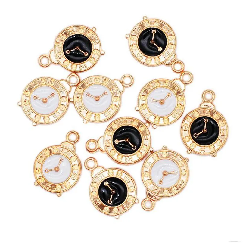 Charms 10/20/50Pcs Arrival Oil Drop Cute Clock Enamel Alloy Pendant Fit Necklaces Bracelets Diy Jewelry Accessoriescharms Dhgzl