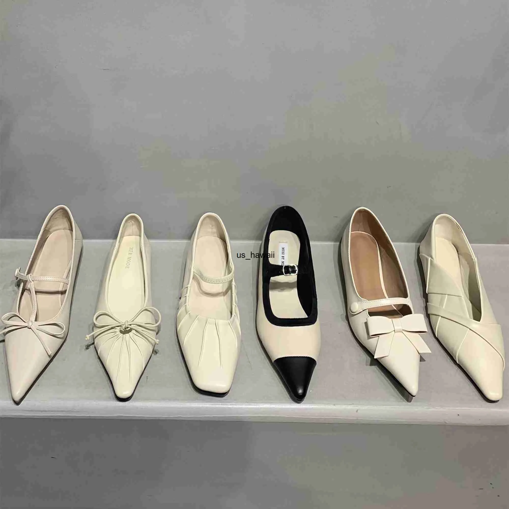 Zapatos de vestir Bailamos 2023 Nuevos zapatos planos de primavera Moda con nudo de lazo Mocasines casuales para mujer Punta puntiaguda Resbalón poco profundo en zapatos de bailarina elegantes T230208