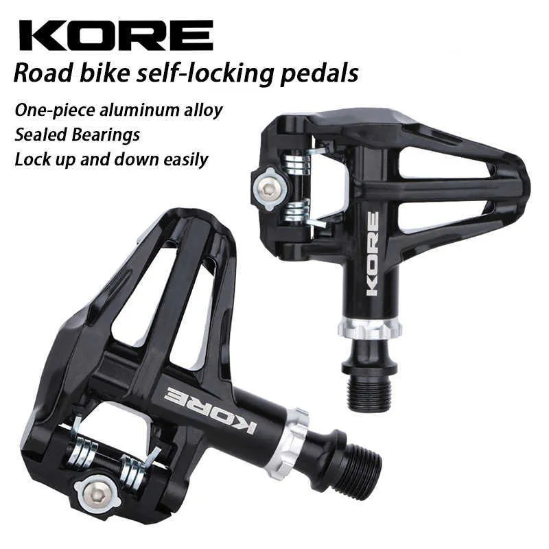 Fietspedalen Kore Road Bike Zelf vergrendelde pedalen Ultralicht aluminium legering 2 Verzegelde lagerfiets pedaal Keo Pedalen 9 graden Cleat Bike Part 0208