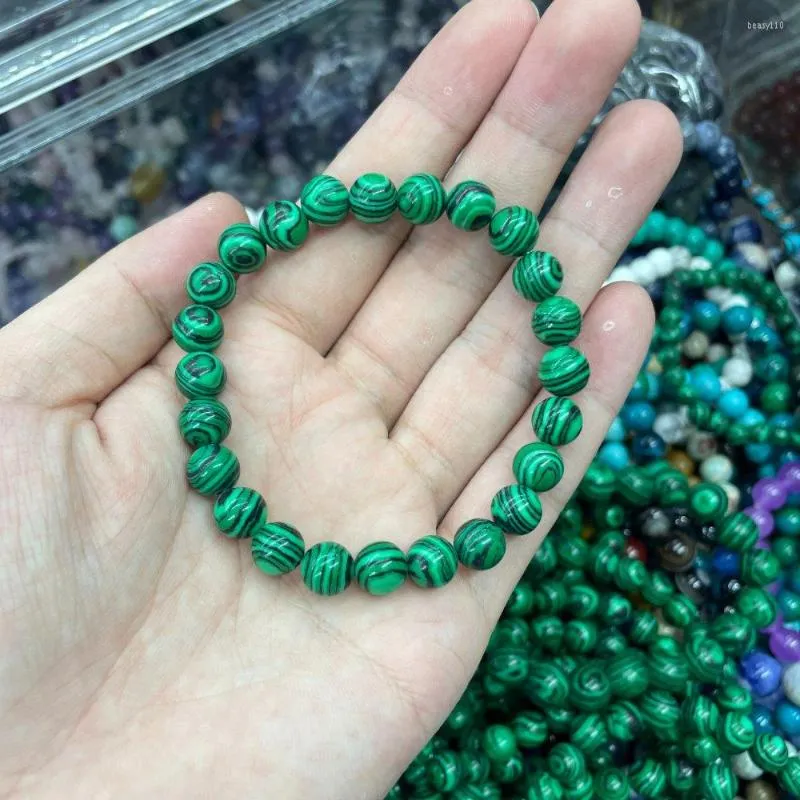 Strand Green Malachite Stone Beads Bracelets Charm Bracelet Jewelry 6 8 10 12mm Yoga For Man Woman