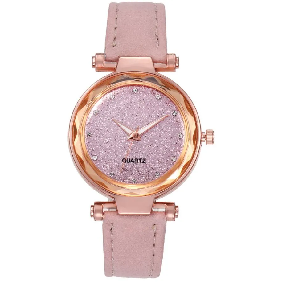 Luxury Watches for Women Vintage Leather Strap Women's Quartz Watch Ladies Clock Korean Starry Sky Exquisite Diamond Wristwatch