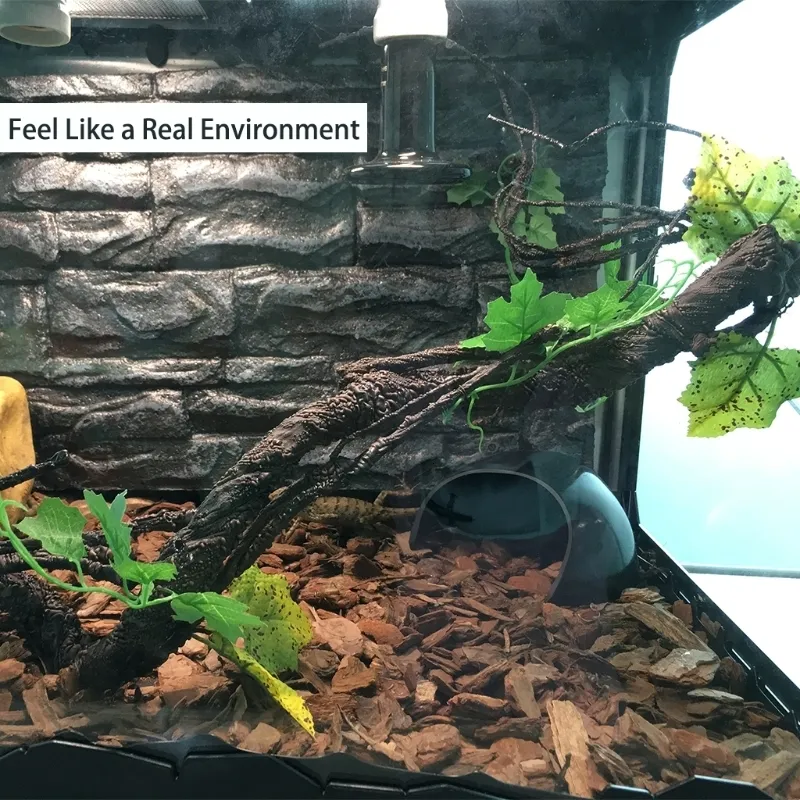 Répteis fornece plantas plantas de videiras plásticas galhos de terrário para dragão barbudo lagarto gecko snake tank habitat decoração 230208