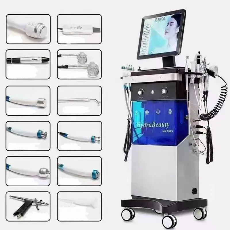 10/12/14 in 1 Hydro Microdermabrasion Skin Lifting Device Multifunction High Frequency Facial Spa Ultrasound BIO Water Dermabrasion Moisturizer Machine