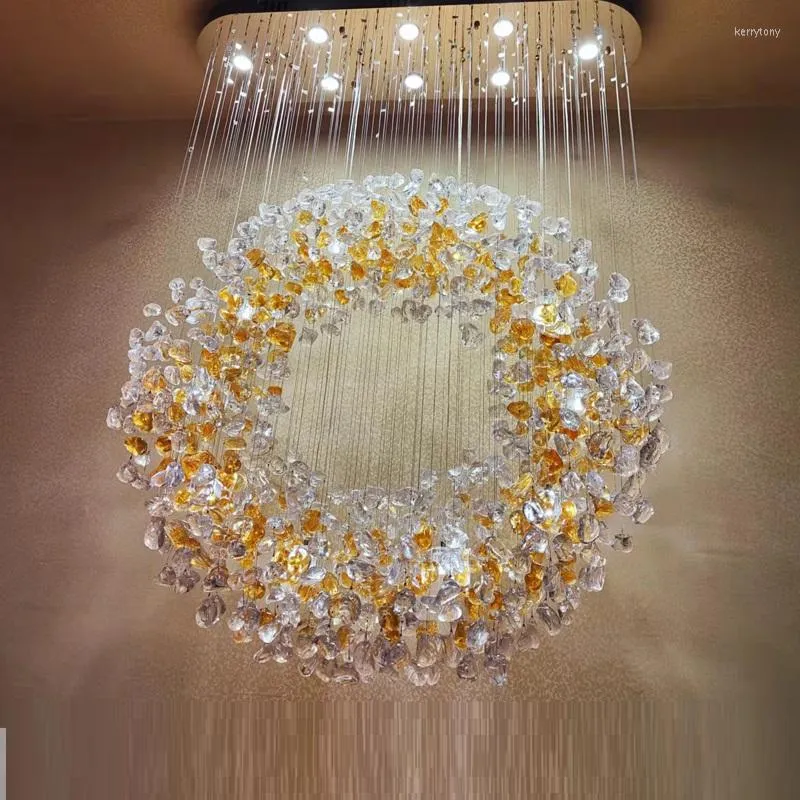 Люстры Custom El Crystal люстра роскошная ластерная фона стена стены арт деко, осветительное кольцо, роспись, лампа