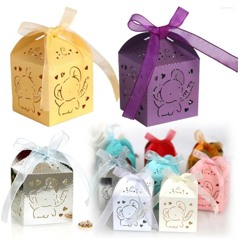 Geschenkverpackung 20 Stück Elefantenförmige Pralinenschachtel mit Junge Mädchen Babyparty Schokolade Rosa Blau Boxen für Gäste Kinder Geburtstag Party Dekor