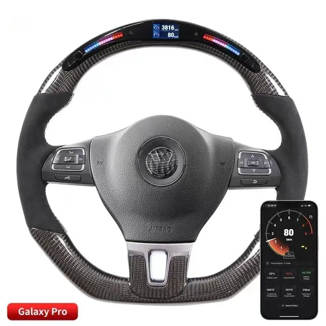 LED Display Real Carbon Fiber Steering Wheel For VW CC Car Accessories