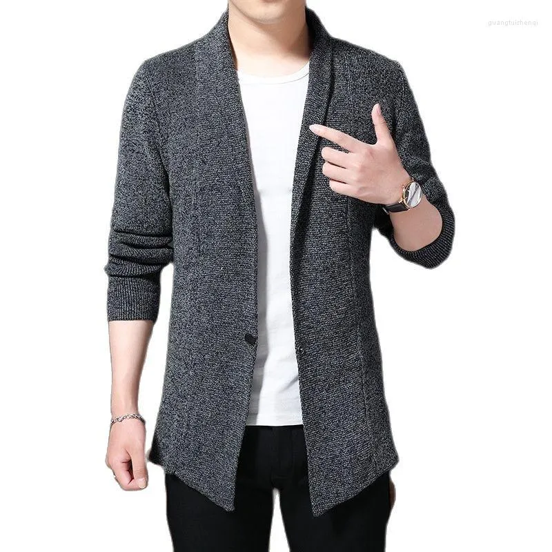 Men's Sweaters Man X-Long Cardigan Exquisite Buttons Jackets Solid Color Thick Wool Sweater Coats