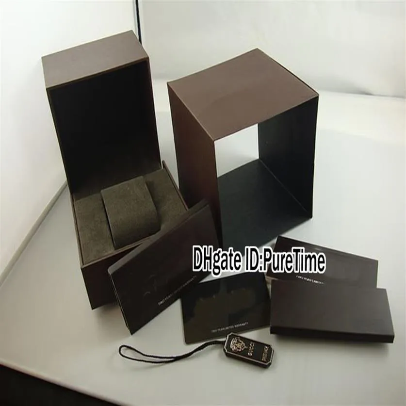 Wysoka jakość Nowe brązowe pudełko zegarek całe oryginalne męskie pudełko zegarkowe z kartą certyfikowaną papierową torbę gcbox tanie pureti326a