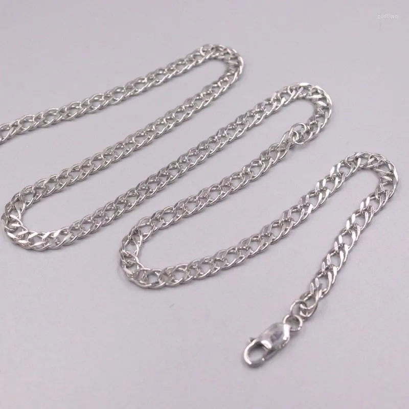 Ketens fijne pure s925 sterling zilveren ketting vrouwen mannen 4 mm stoepschakel kabel ketting 50 cm 20 inch 20 inch