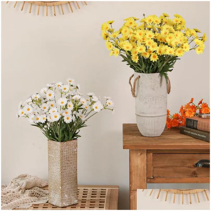 decorative flowers wreaths white daisy bouquet diy home decoration plants artificial silk fake flower garden wedding party