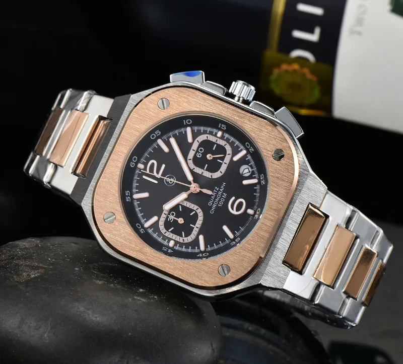 Nouvelles montres Bell édition limitée mondiale en acier inoxydable affaires chronographe Ross luxe Date mode décontracté Quartz montre pour hommes b03