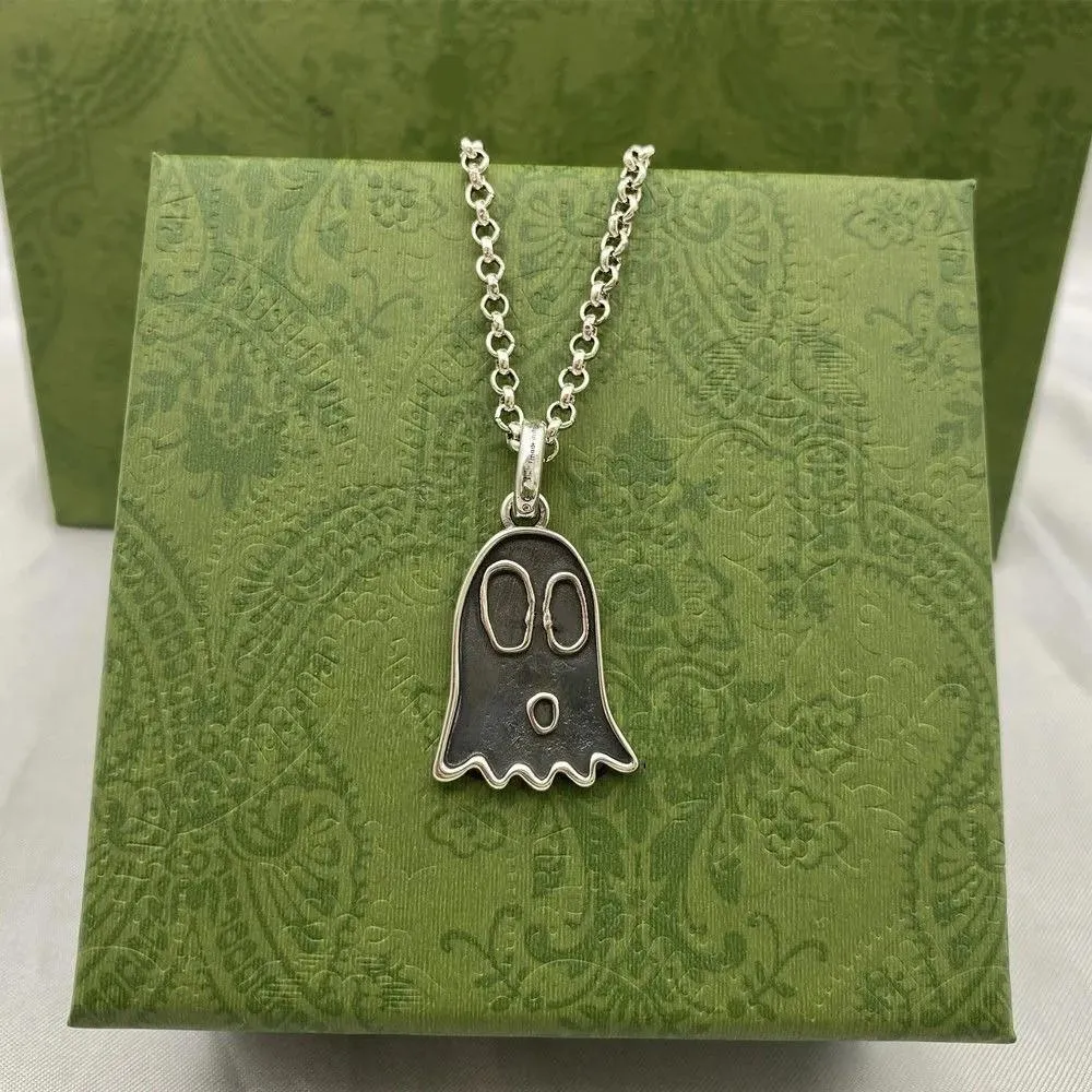 Collana vintage in argento sterling da donna con scheletro, streetwear, con ciondolo a catena fantasma, girocollo, gioielli di design di lusso, senza scatola309x