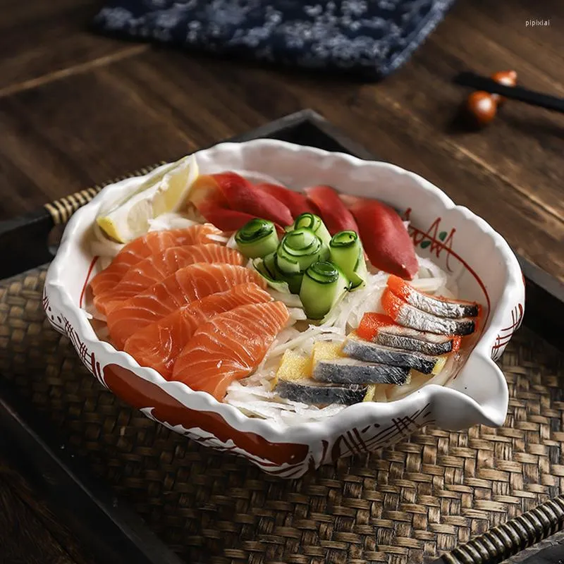 Kaseler 10 inç Japon sanat taş desen seramik pişirme salata kase minimalist ev düzensiz sashimi plaka özel şekilli suşi