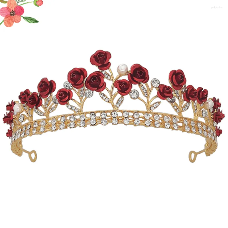 Bandanas Rose Wedding Tiara Baroque Baroque Red Flowertone Huneston