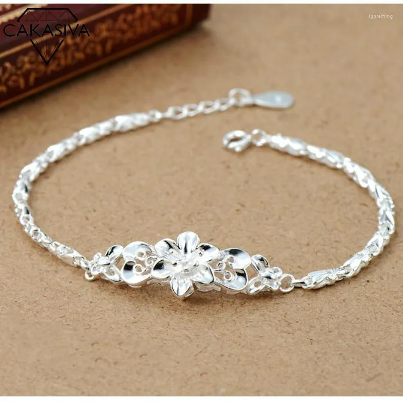 Bracelets Femme S925 Classique Papillon Amour Fleur Bracelet En Argent Fiançailles Cadeau De Mariage Bijoux 19cm 2.5cm