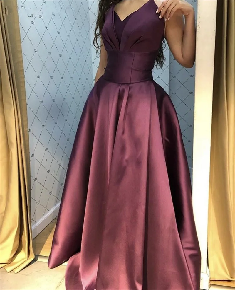 Vestidos de baile de noite roxos Robe de Soiree V-deco